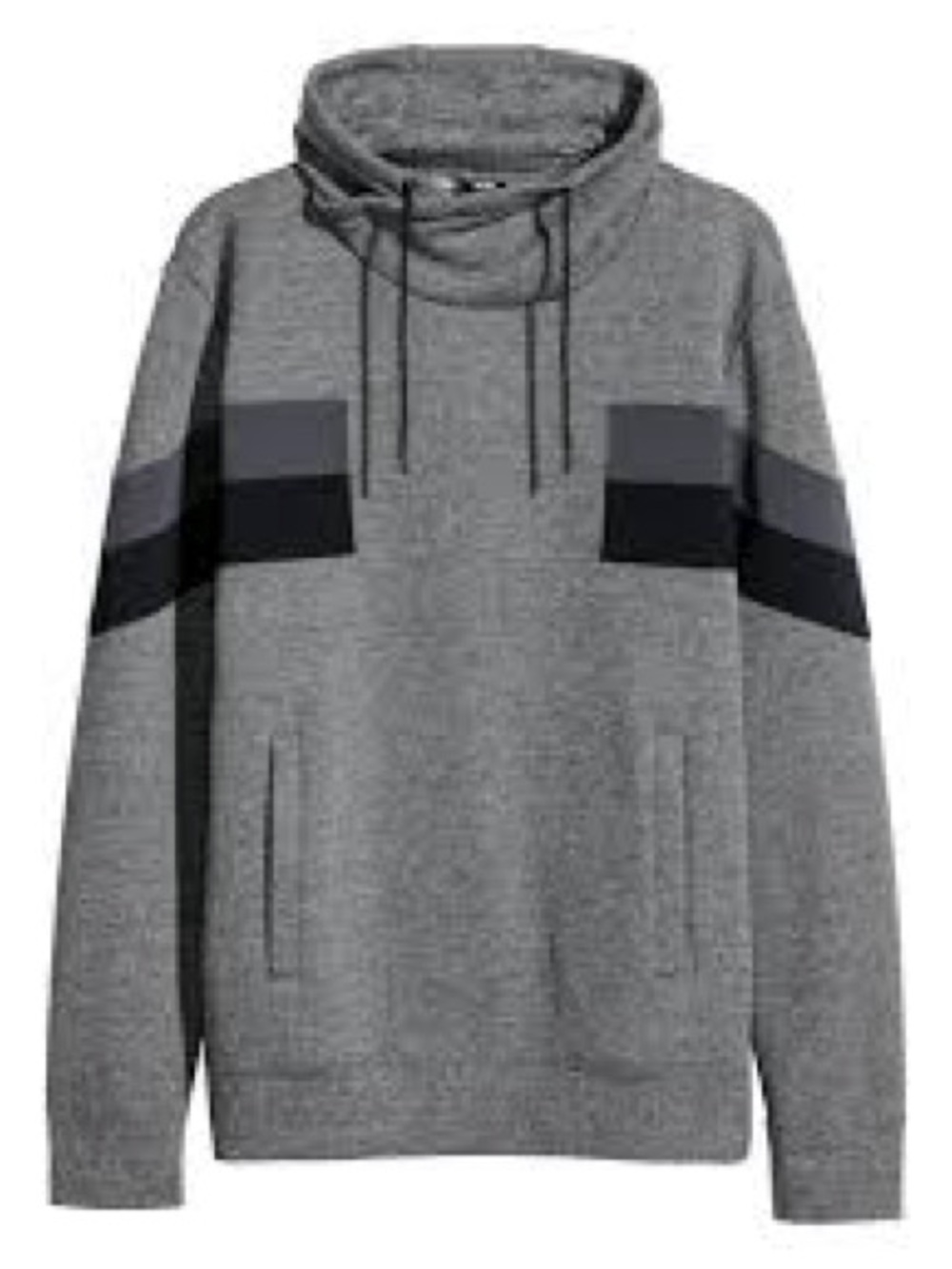 H&M Gray Turtleneck Pullover with Black Shoulder Panels